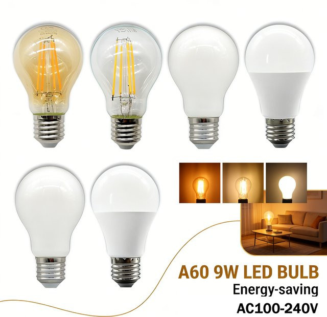 Gatetop 6er Set E27 LED Glühbirnen mit Filament, 9 W, violettes Licht, transparent - Bild 1