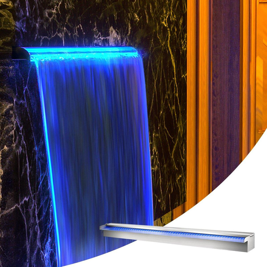 Buying Solutions MB LED-Pool-Wasserfall aus Edelstahl in Silber, B/H/T: 120 x 11,5 x 8 cm - Bild 6