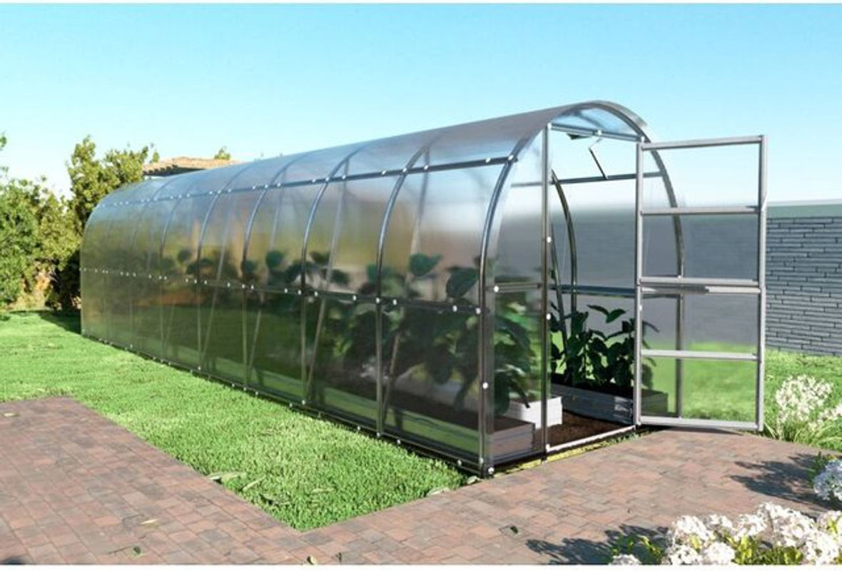 Zertifiziertes Gewächshaus Klasika Slim von MEISTRO KODAS aus Stahl und Polycarbonat in Anthrazit und Transparent, B: 8 m, T: 2 m - Bild 1