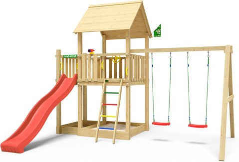 JUNGLE GYM Spielturm Silvi in Rot und Grün, B/T/H: 365 x 443 x 349 cm - Bild 1