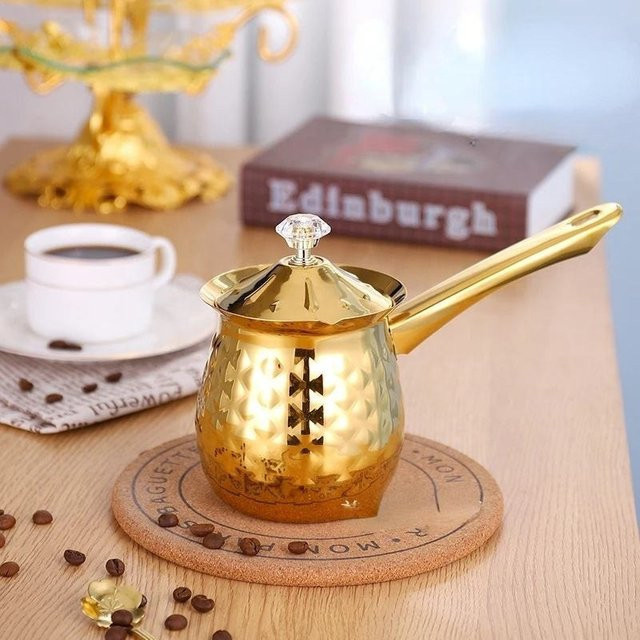 Multifunktionaler Milchtopf aus Edelstahl in Gold, ideal als kleines Fritteuse-Ersatz oder Küchenwerkzeug für Kaffee und Milch - Bild 1