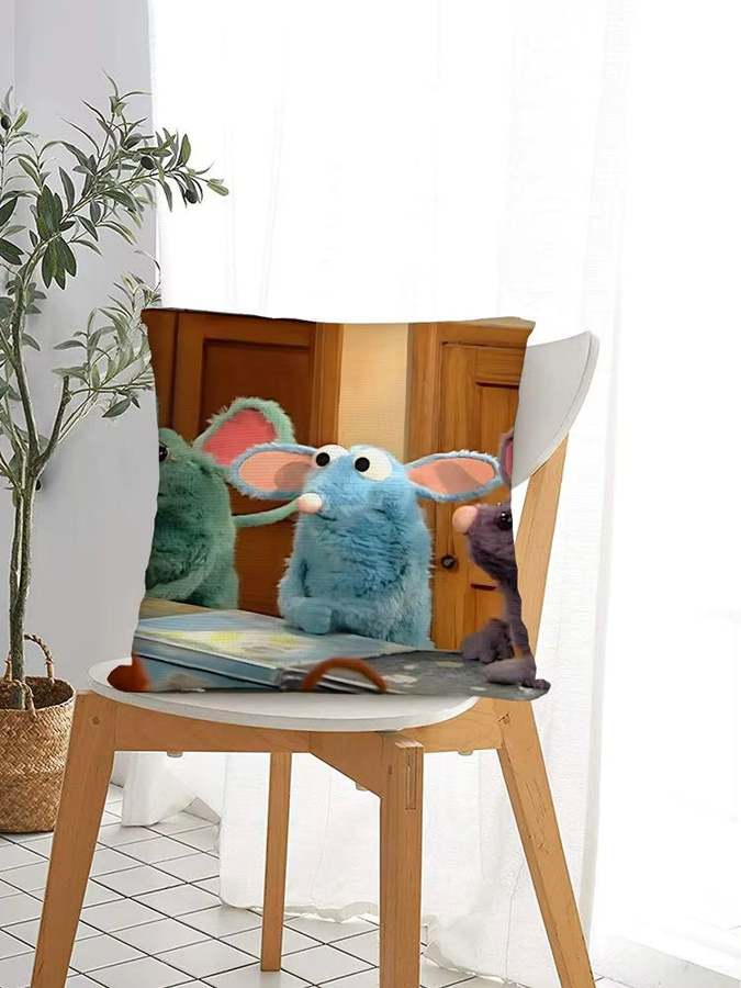 T-Tutter Cute House Meme Kissenbezug aus Plüsch in Blau und Schwarz, quadratisch, 30 x 30 cm - Bild 3