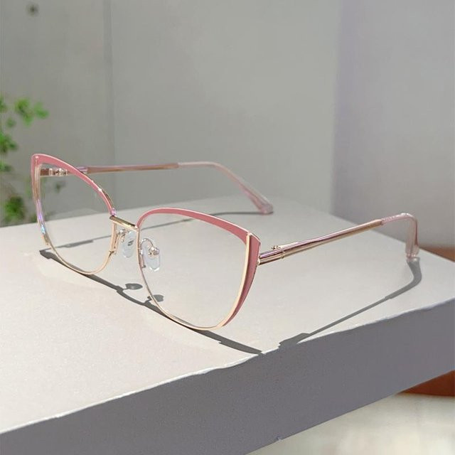 Yiran toy Korrektionsbrille Cat-Eye, Halbrand, Metall, Rosa, Damen - Bild 1