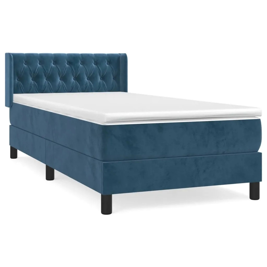 vidaXL Boxspringbett mit Matratze Dunkelblau Samt B/T/H: 90 x 190 cm - Bild 2