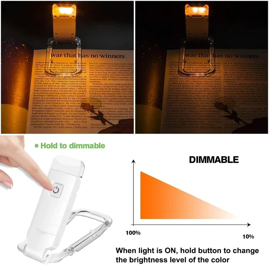 Heinast LED Clip-Leselicht in Weiß, USB wiederaufladbares Nachtlicht mit Augenschutz - Bild 3