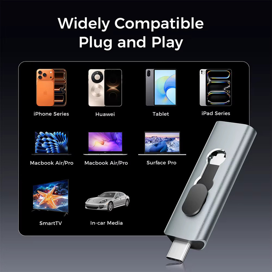 JASTER 2-in-1 USB-C USB-Stick 64GB Metall Push-Pull Speicherstick in Gold - Bild 3