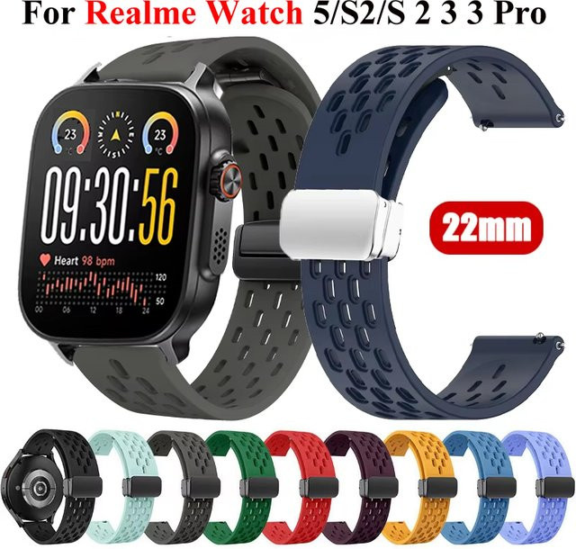 Uhrenarmband Silikon, Magnetische Schnalle, Realme Uhr 5 Sport, 22mm - Bild 1