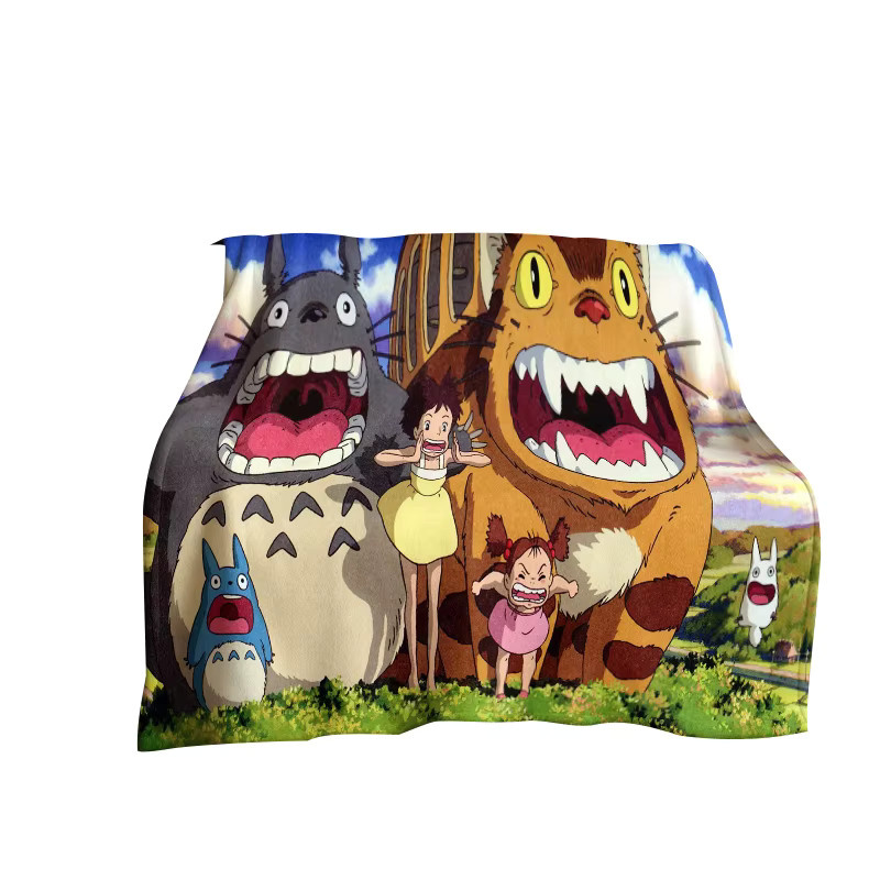 MINISO T-Totoro Cartoon Flanelldecke, weiche und warme Überwurfdecke für Kinder, Mehrfarbig - Bild 2