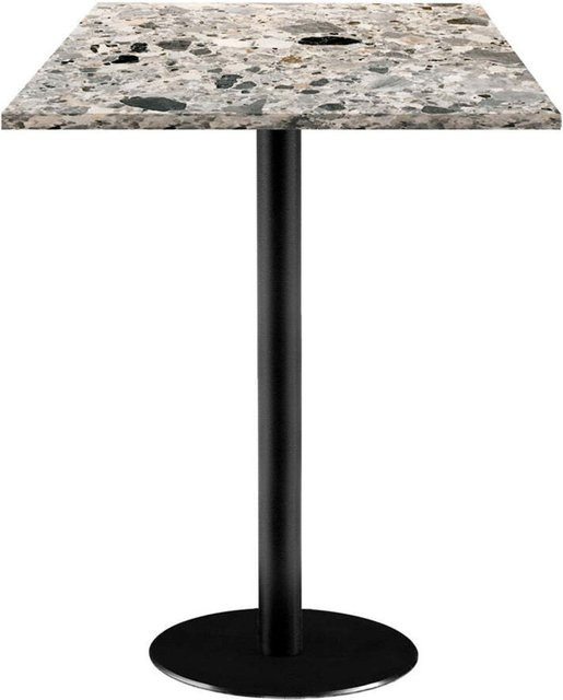 RestooTab Stehtisch Rome quadratisch in Grau/Terrazzo mit schwarzem Gestell, B/T/H: 60 x 60 x 113 cm - Bild 1