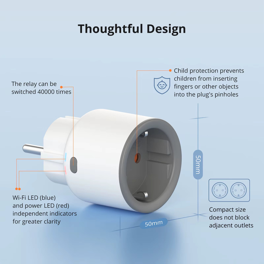 SONOFF S60 EU IPlug WLAN-Smart-Steckdose mit Überlastschutz, Farbe: Weiß, Fernsteuerung über EWeLink, Alexa, Google und IFTTT - Bild 2