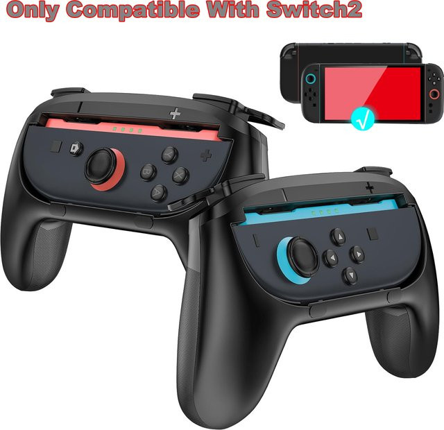 2er-Set Handgriffe für Nintendo Switch Controller in Schwarz als Komfort-Halterungen und Schutzhüllen für dein Zubehör-Kit - Bild 1