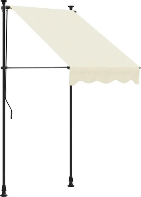vidaXL Einziehbare Markise aus Polyester und Stahl in Creme B: 100 cm, H: 150 cm - Bild 1