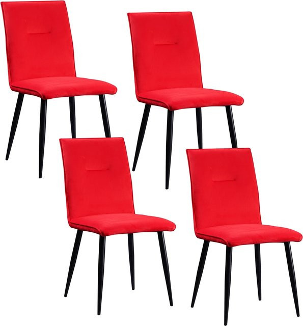 HTI-Living Stuhl Salinas Velvet in Rot mit samtiger Oberfläche - Bild 1