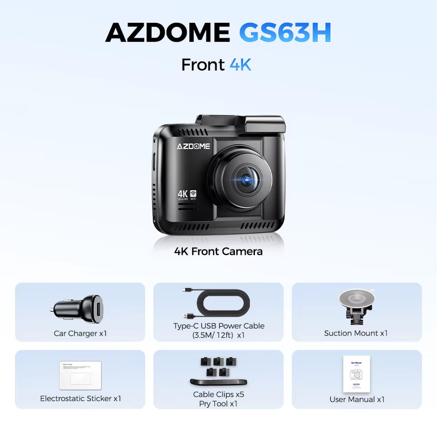 AZDOME GS63H Pro Dashcam mit 4K+1080P Auflösung, 2,4-Zoll-IPS-Bildschirm, ADAS, WiFi 6, GPS und 24-Stunden-Parkfunktion in Schwarz - Bild 6