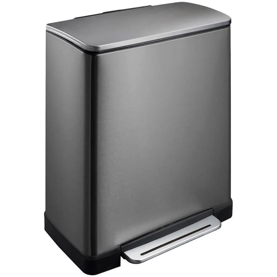 PROREGAL Treteimer Rechteckig mit extra breitem Pedal, 46 Liter, Schwarz/Anthrazit, H x B x T: 65 x 50 x 34,5 cm, 2 Inneneimer aus Kunststoff - Bild 2