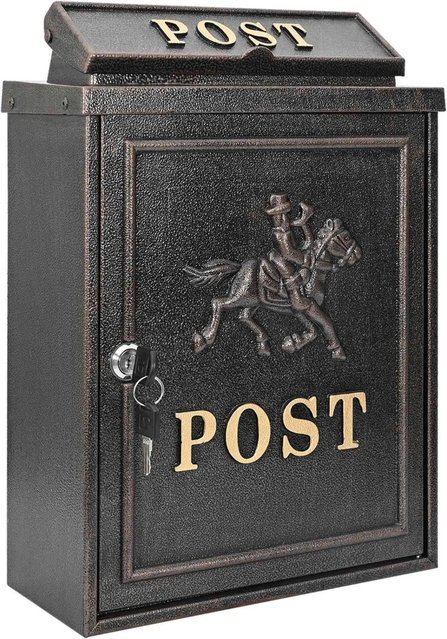 DELUKE Briefkasten PETER aus Gussaluminium in Bronze zur Wandmontage, B/T/H: 29 x 13 x 41 cm - Bild 1