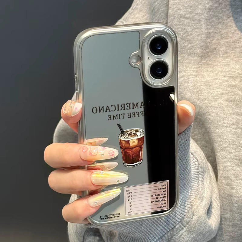 AIR PLUS Handyhülle mit Eisiger Americano Optik für iPhone 11 bis iPhone 17 Pro Max, Transparent/Silber, Anti-Drop TPU Hülle mit Epoxidharz - Bild 2