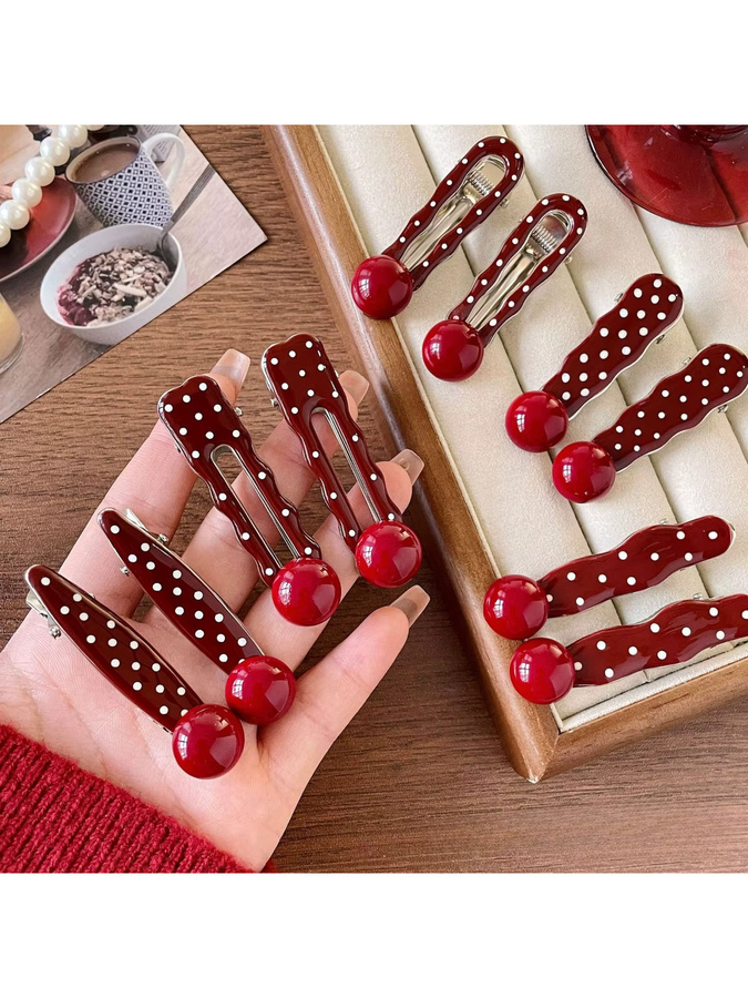 MOONBIFFY Haarspange Polka-Dot, 6 cm, Rot - Bild 5