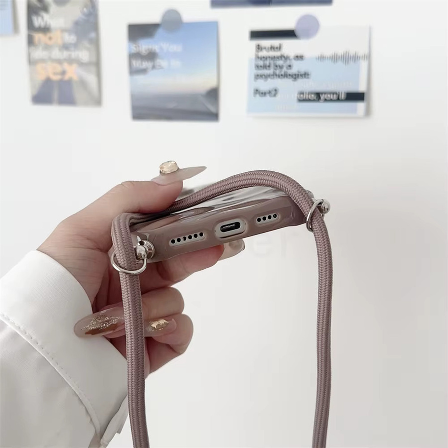 Xeber Crossbody Lanyard Handyhülle mit glänzendem Wellen-Design aus weichem Silikon für iPhone, Farbe: Purple - Bild 5