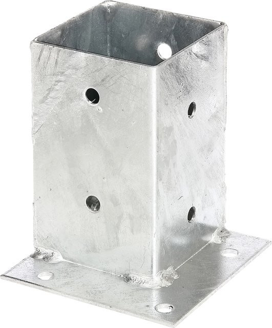 GAH Alberts Aufschraubhülse aus Stahl, feuerverzinkt, Farbe: Silber, B/T: 91 x 91 mm, H: 150 mm, B/T: 134 x 134 mm - Bild 1