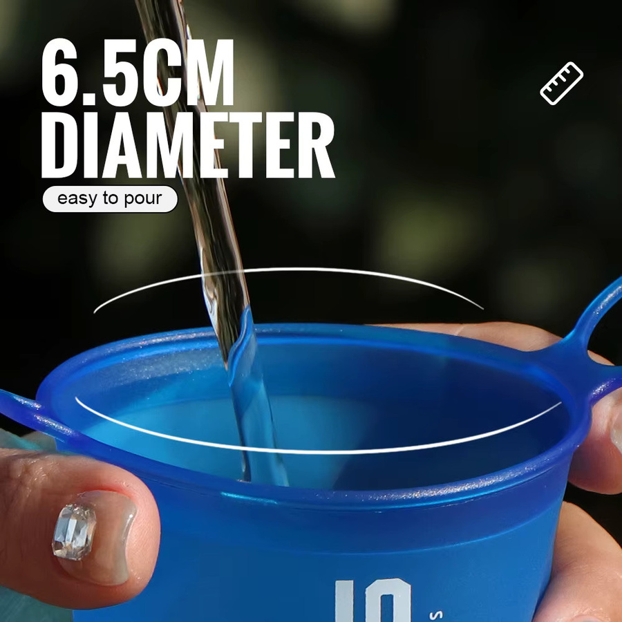 WRELS faltbarer Sport-Wasserbecher aus Silikon, 200 ml, weiß-blau - Bild 5