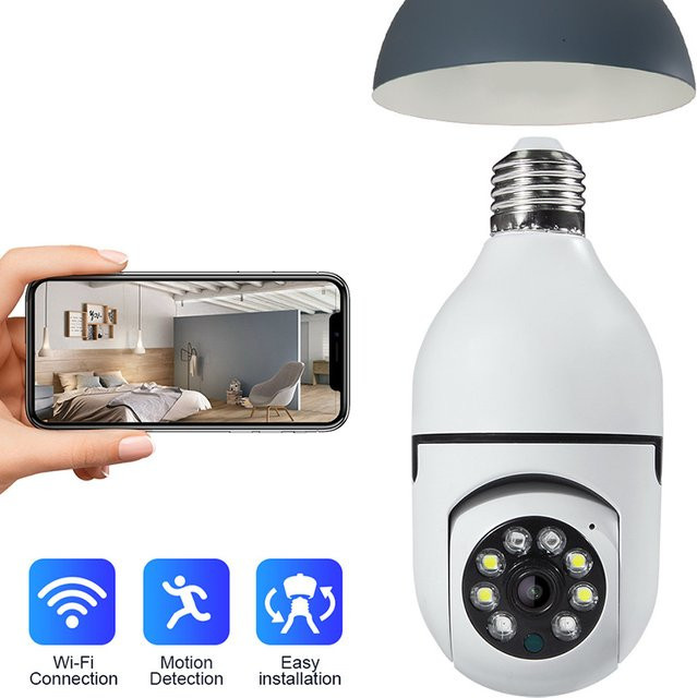 2,4G WiFi Glühbirnen Kamera mit 1080P Auflösung, E27 Fassung, Zwei-Wege-Audio, Auto-Tracking und bunter Nachtsicht in Weiß - Bild 1