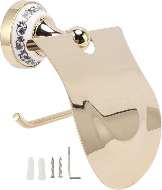 Toilettenpapierhalter aus Edelstahl in Gold und Beige im Vintage-Design zur Wandmontage - Bild 1