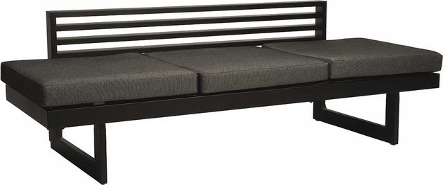 Stern New Holly Dining Bank/Liege aus Aluminium in Schwarz Matt mit grauen Leinenpolstern und seidenschwarzen Auflagen aus schnell trocknendem Schaumstoff - Bild 1