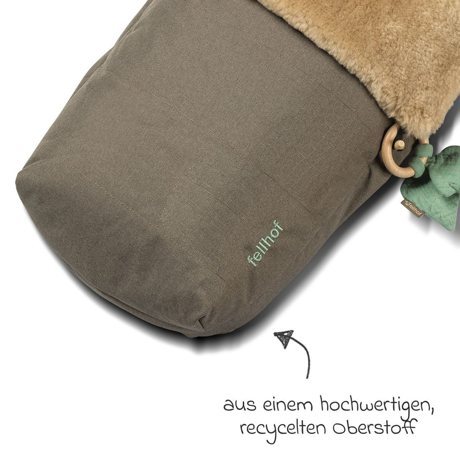 Fellhof Alpakafell-Fußsack Montana für Buggy, Sport- und Kinderwagen mit Greifling, Braun - Bild 3