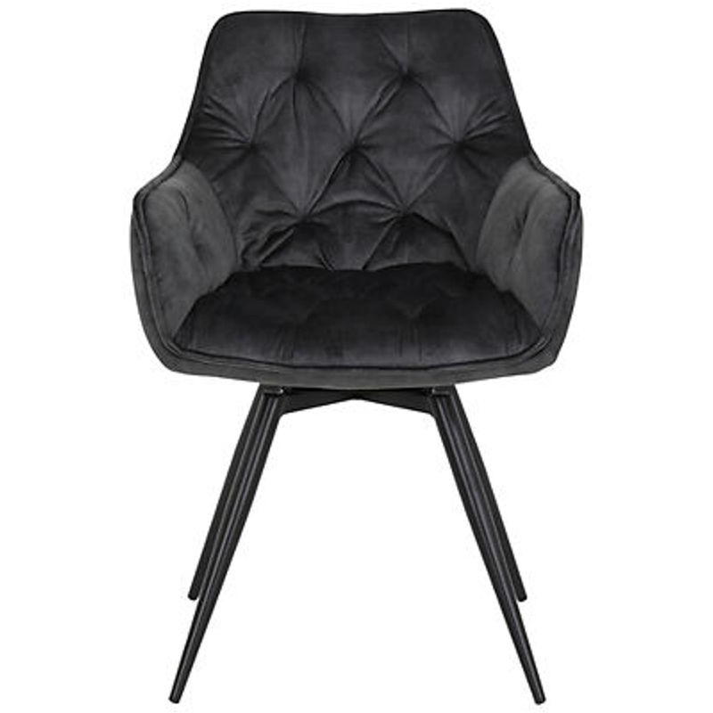 2er Set Stühle Hela Florentina in Anthrazit mit Samtvelour und Metallgestell im Vintage-Design, B/H/T: 49 x 84 x 63 cm - Bild 4