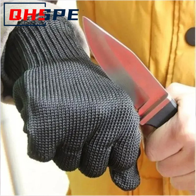 QHSPE Schnittfeste Schutzhandschuhe aus Edelstahl und Schnittfaser in Schwarz, 1 Paar - Bild 1