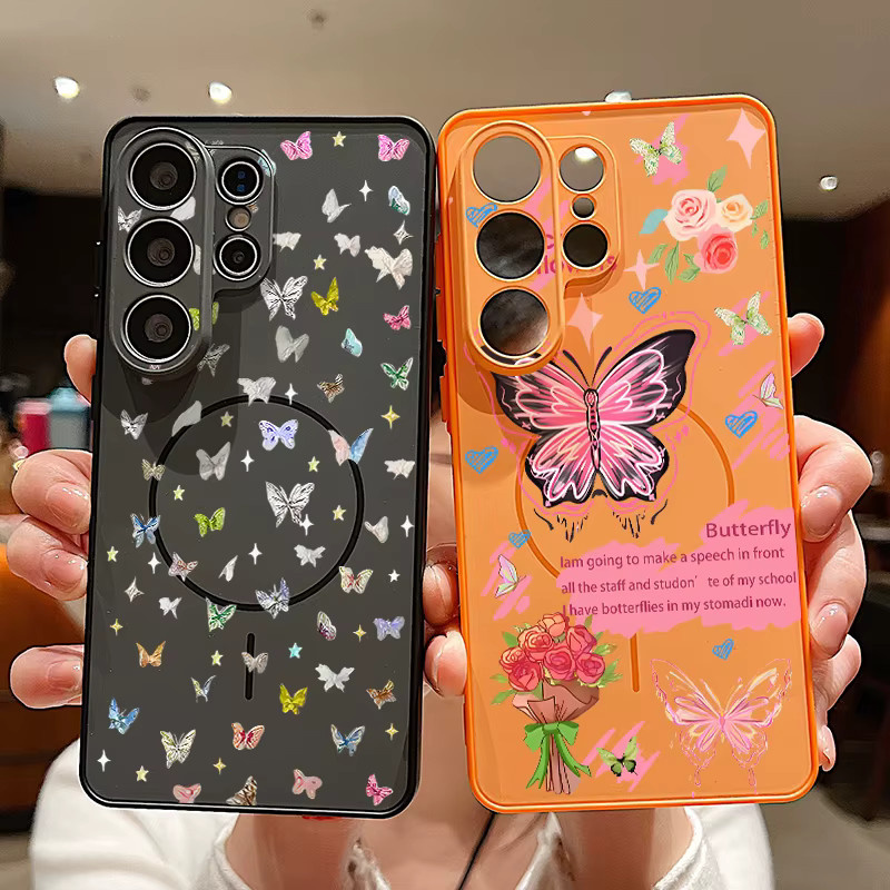 Magnetische Handyhülle mit Schmetterlingsdruck für Samsung Galaxy S26 S25 S24 S23 Ultra S25 FE A57 A56 A37 A17 A55 A26 A36 A35 Cover in Schwarz und Mehrfarbig - Bild 2