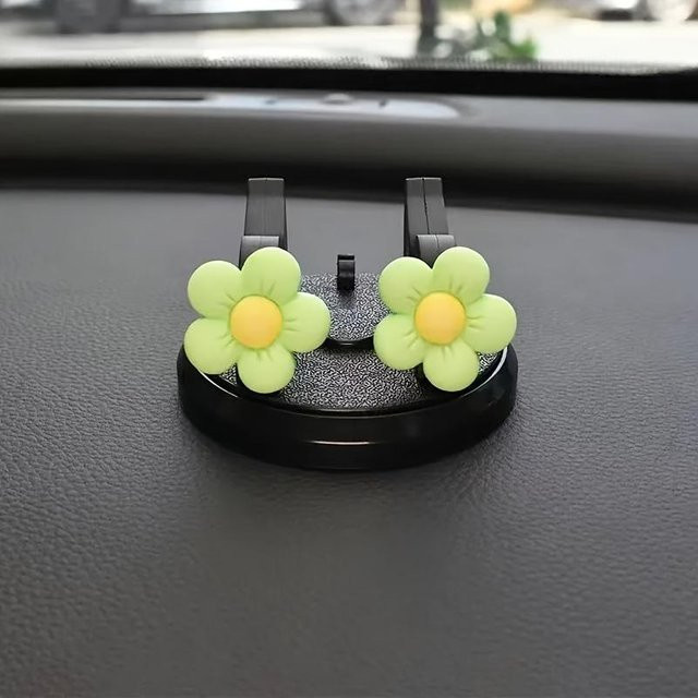 LChome 360 Grad drehbarer Autohandyhalter mit Blumenmuster für das Armaturenbrett in Lila und Grün - Bild 1