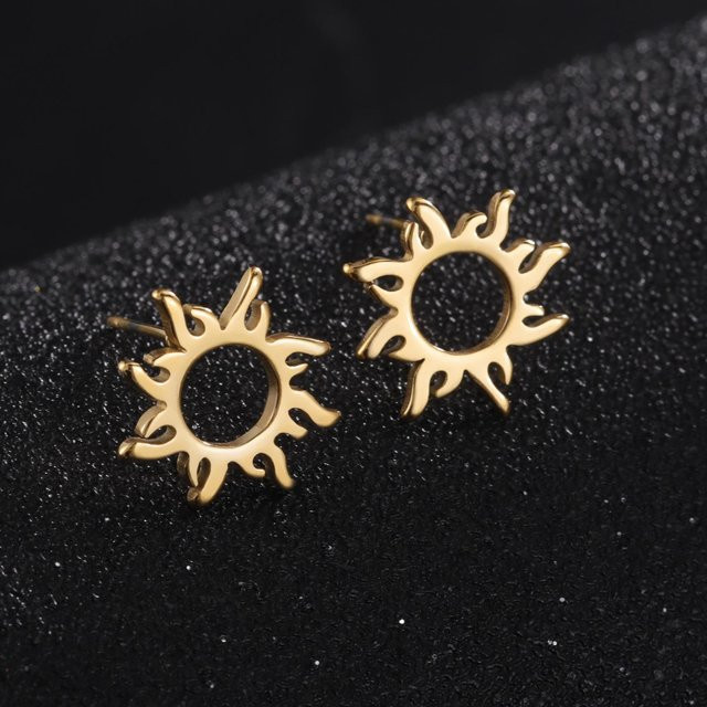 YULIN Ohrstecker Sonne, 316L Edelstahl, Gold, Damen - Bild 1