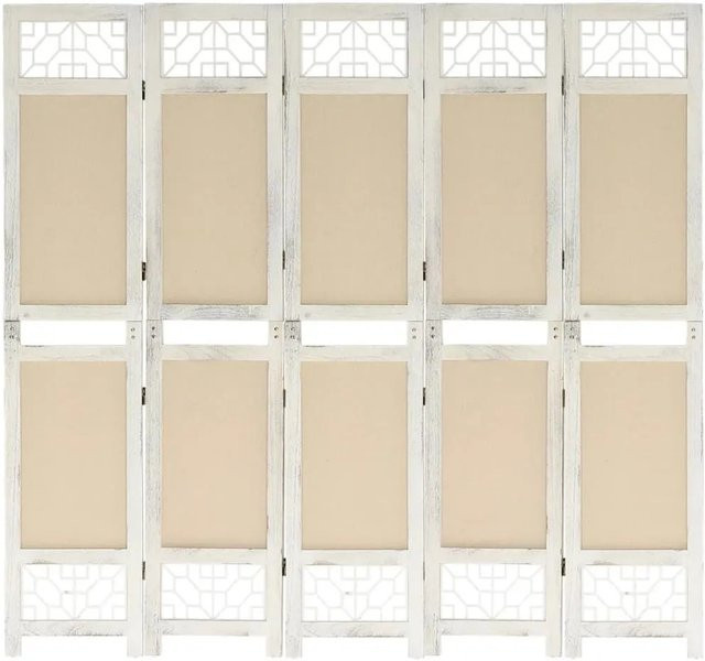 vidaXL 5-teiliger Raumteiler aus Stoff in Creme, Höhe: 175 cm, Breite: 165 cm - Bild 1