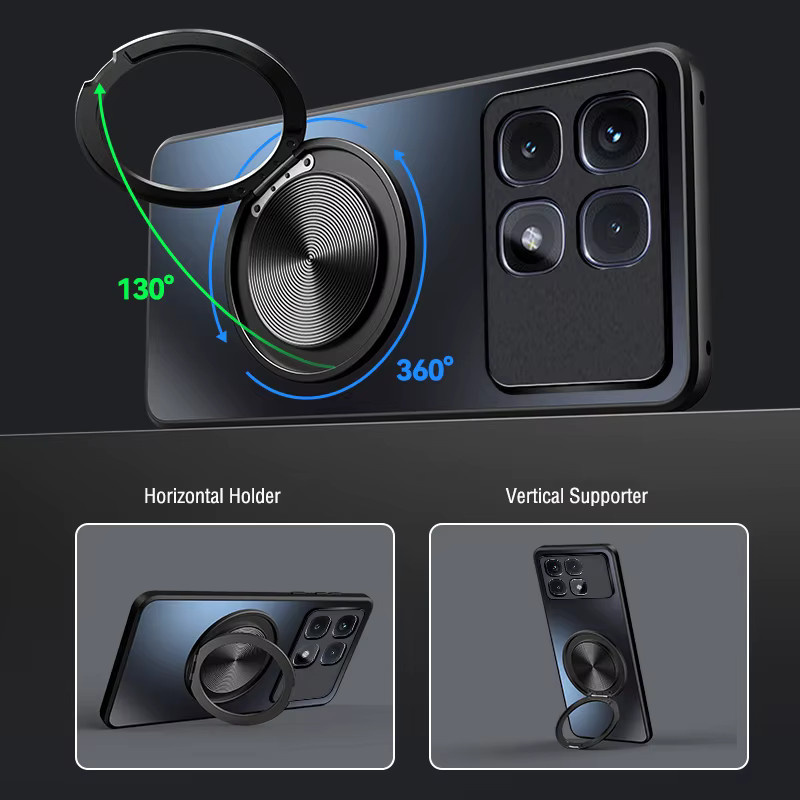 Fudusaidman Magnetische Schutzhülle für Xiaomi 15 14 13 12 Pro Ultra mit Ring und matter Rückseite in Schwarz oder Lila - Bild 3