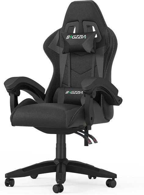 Rattantree Gaming Stuhl mit hoher Rückenlehne aus PU Leder in Schwarz mit Kopf- und Lendenstütze sowie Armlehnen - Bild 1