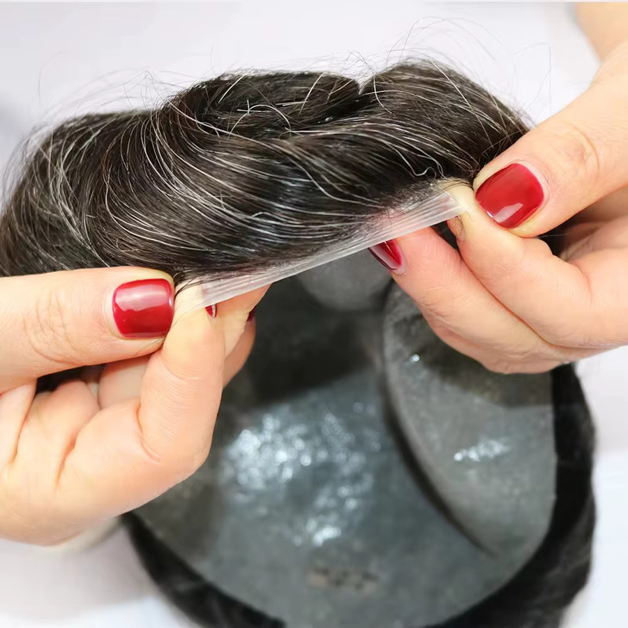 Fantasy Beauty Haarprothese für Herren, Schwarz Grau, Lockig, 30mm - Bild 4