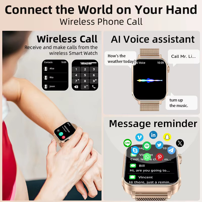 LIGE Smartwatch, Edelstahl, Grau, Unisex, Wasserdicht - Bild 2