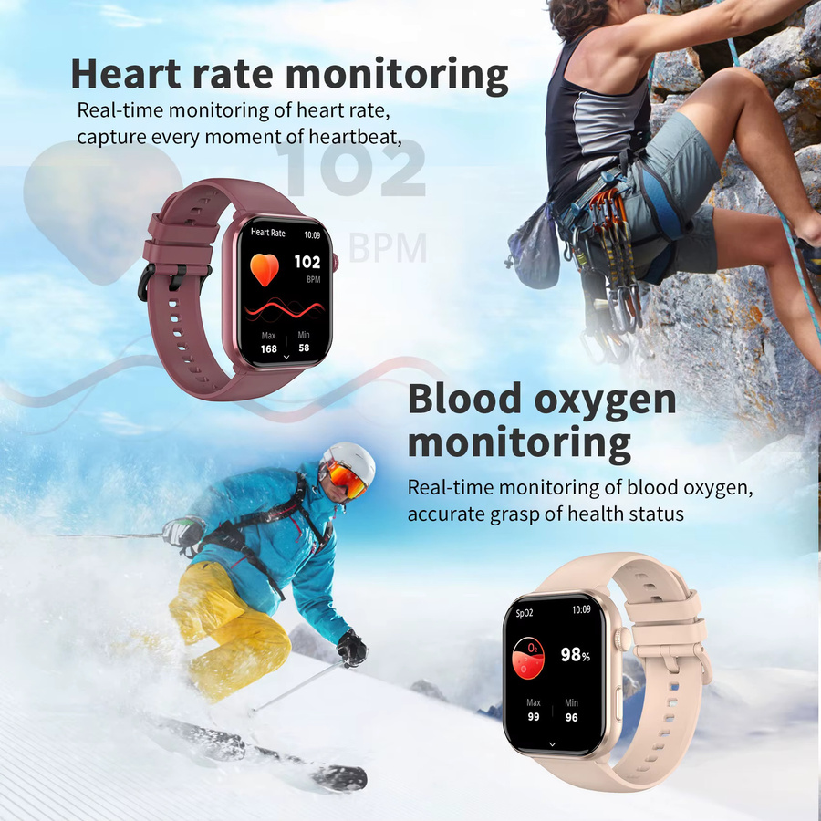 Blackview R60 Smartwatch mit 1,96 Zoll AMOLED HD-Bildschirm, Bluetooth-Anruffunktion, Herzfrequenz- und Blutsauerstoff-Monitor, Fitness-Tracker für Männer und Frauen in Schwarz - Bild 4