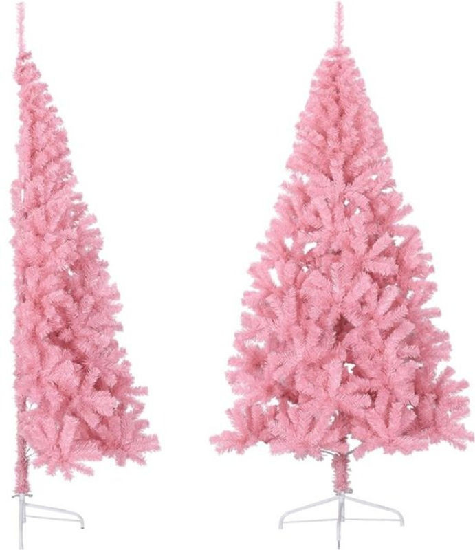 Vidaxl Künstlicher Halb-Weihnachtsbaum in Rosa mit Metallständer, Höhe: 240 cm, Breite: 125 cm - Bild 1