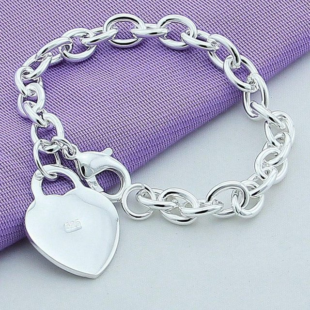 Armband Allbestart, 925 versilbert, Herz, Damen, grau - Bild 1