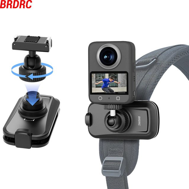 BRDRC Magnetischer Rucksack-Clip für DJI Action 6/5 Pro/4 Kamera-Zubehör, 360 Grad drehbarer Schnellwechsel-Adapter, Schwarz - Bild 1