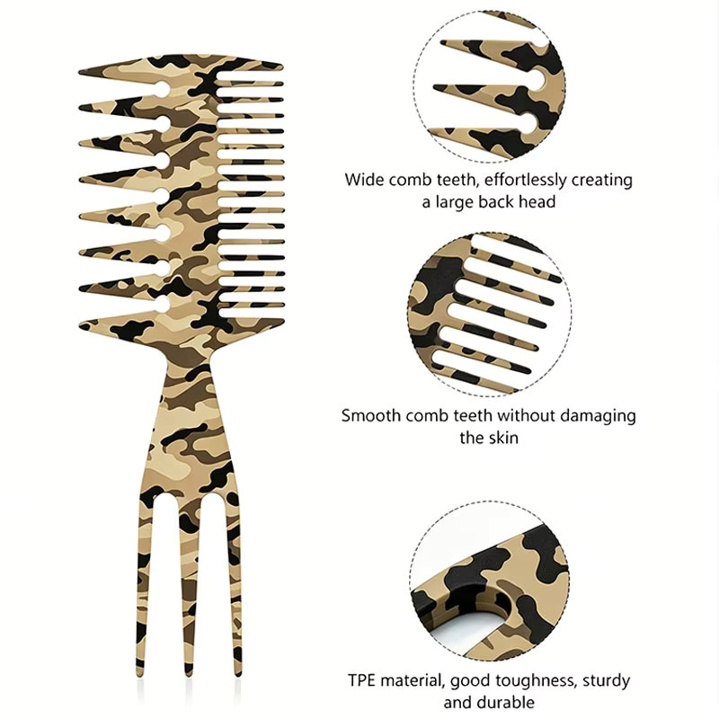 3-teiliges Camo Pompadour Kamm-Set, Hitzebeständiger Friseur-Stylingkamm für Herren - Bild 4