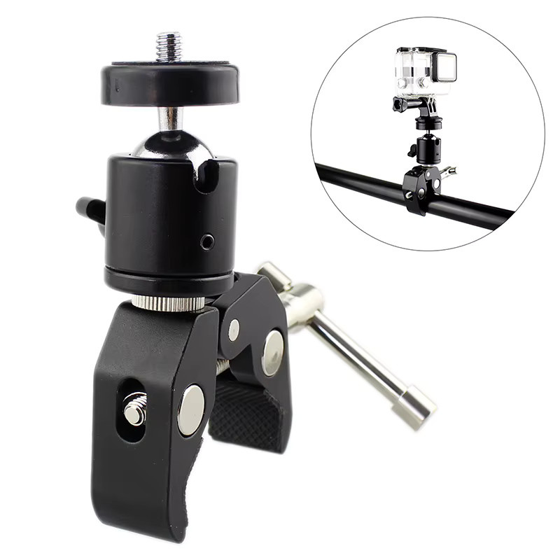 SAFENH CNC Metall Super Clamp mit 360 Grad Kugelkopf und Schnellwechselhalterung für DSLR Kamera und Stativ, Schwarz - Bild 3