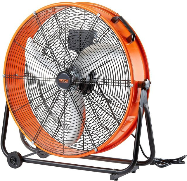 Vevor Trommelventilator 24 Zoll in Orange mit 3 Geschwindigkeiten und Timer aus Metall und Aluminium für die industrielle Nutzung - Bild 1