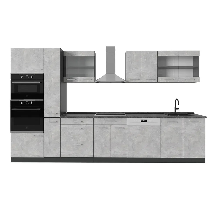 Vicco R-Line Küchenzeile modern in Beton und Anthrazit, B/T/H: 350 x 60 x 207 cm - Bild 2