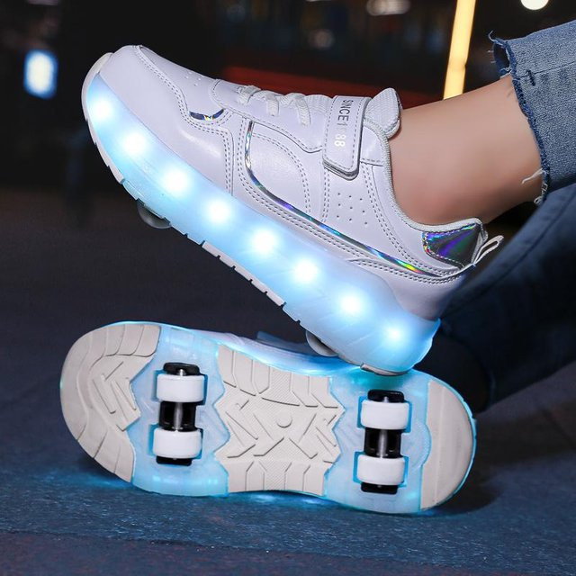 Leuchtende Rollschuhschuhe, mit Rädern, USB-Aufladung, Größe 37 - Bild 1