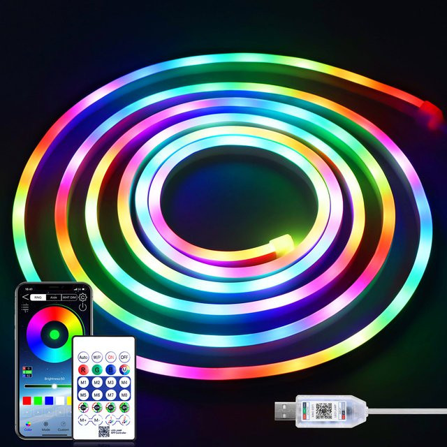 SerRickDon Smarter RGBIC Neon-LED-Lichtstreifen mit WiFi und Bluetooth, Multicolour, USB-Betrieb - Bild 1