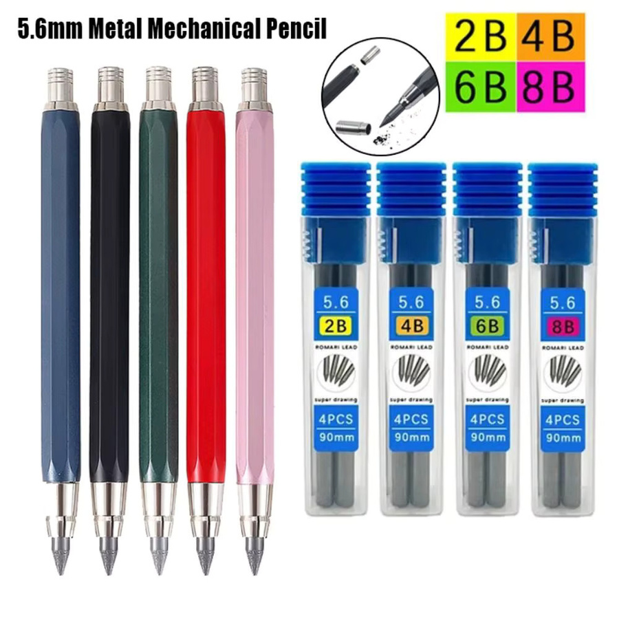 Metall Druckbleistift 5,6 mm mit Bleistiftspitzer in Multicolour für Skizzen und Zeichnungen - Bild 2
